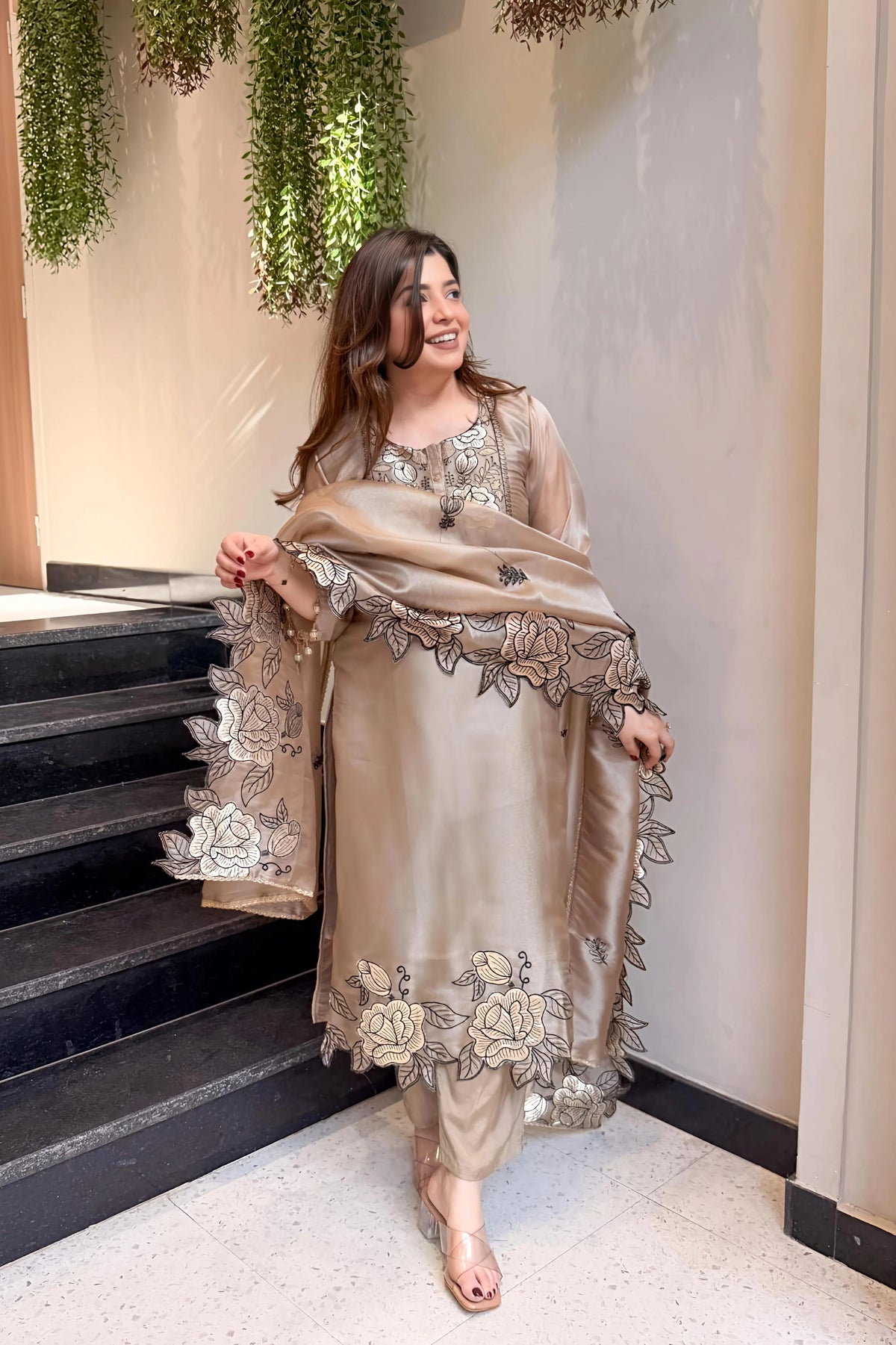 Adevira Cutwork Embroidered Suit Set