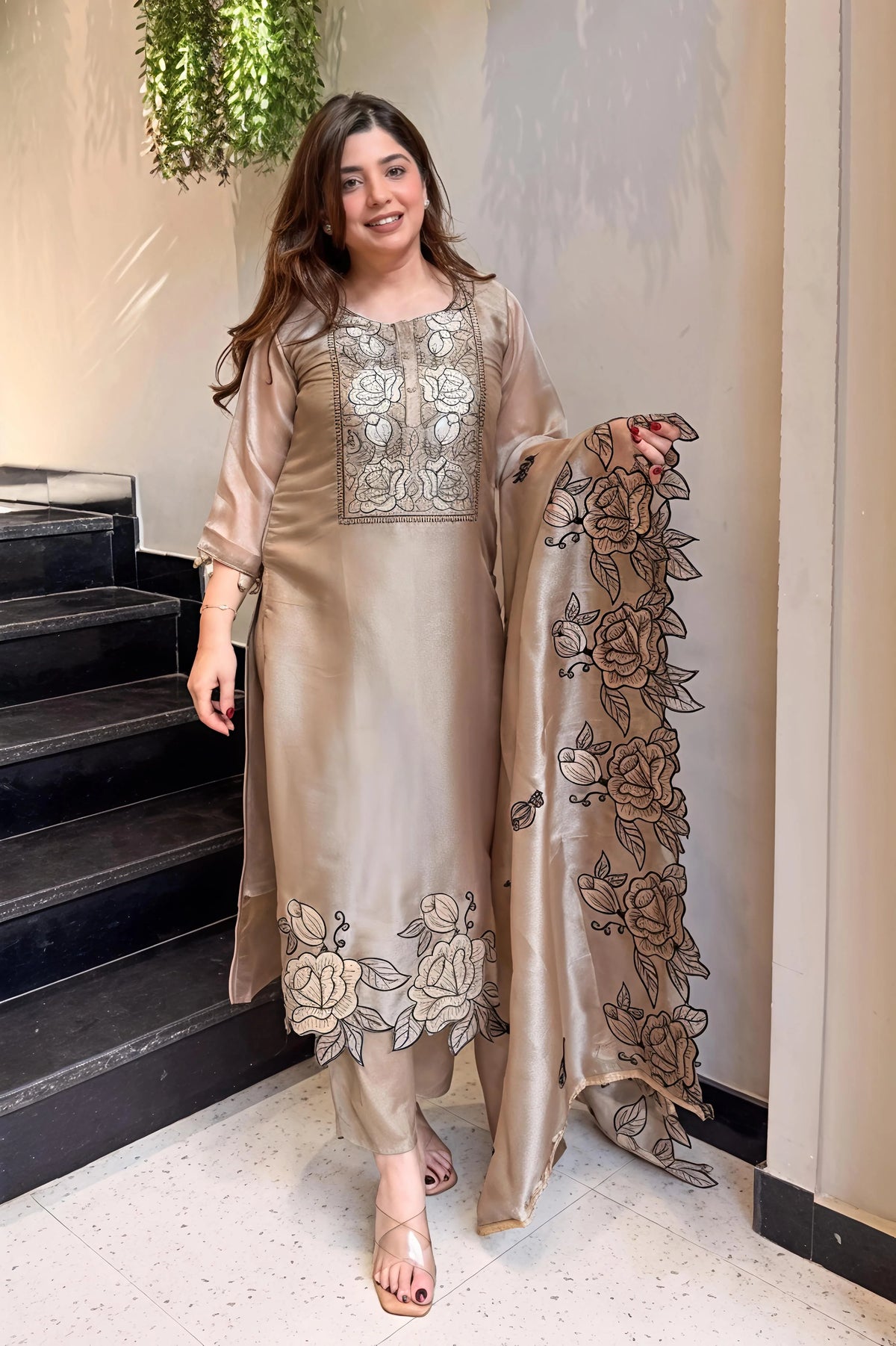 Adevira Cutwork Embroidered Suit Set