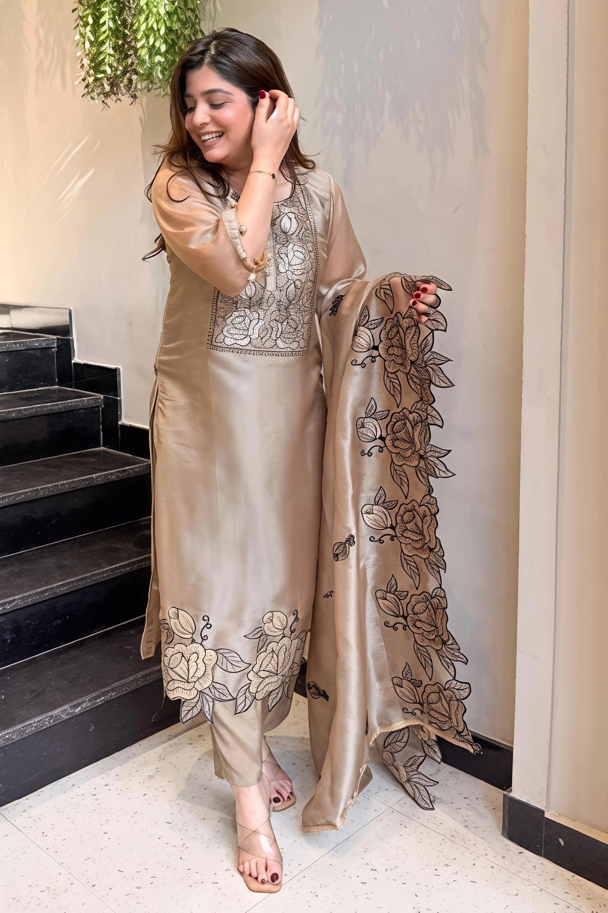 Adevira Cutwork Embroidered Suit Set