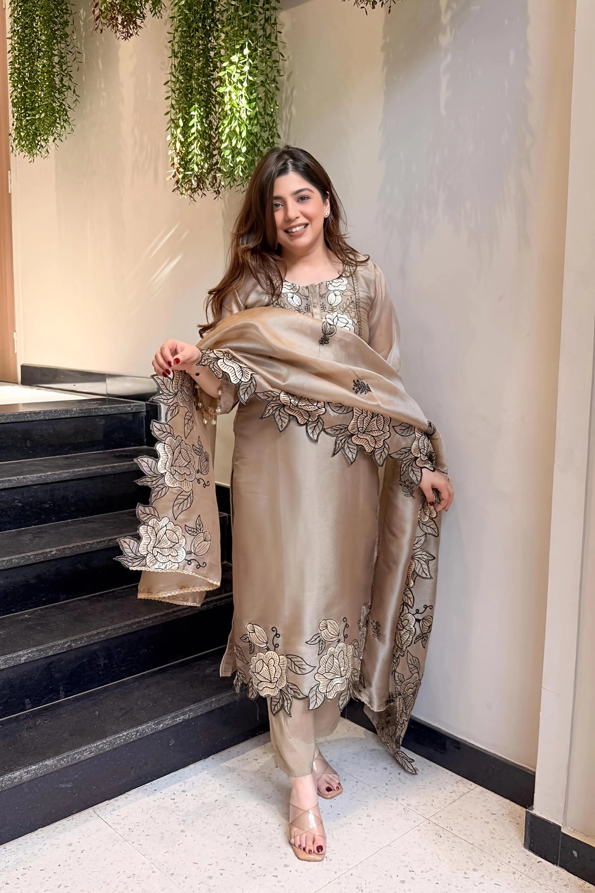 Adevira Cutwork Embroidered Suit Set
