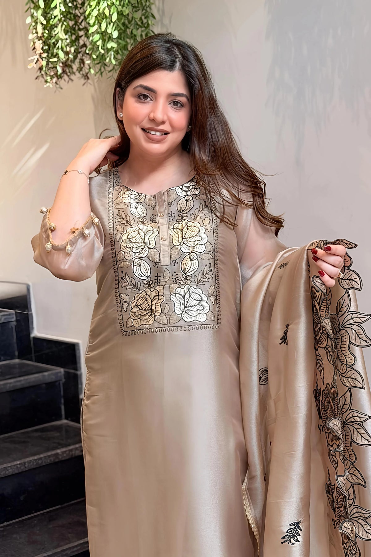 Adevira Cutwork Embroidered Suit Set