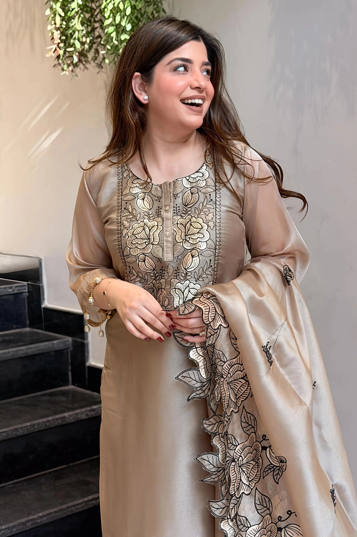 Adevira Cutwork Embroidered Suit Set
