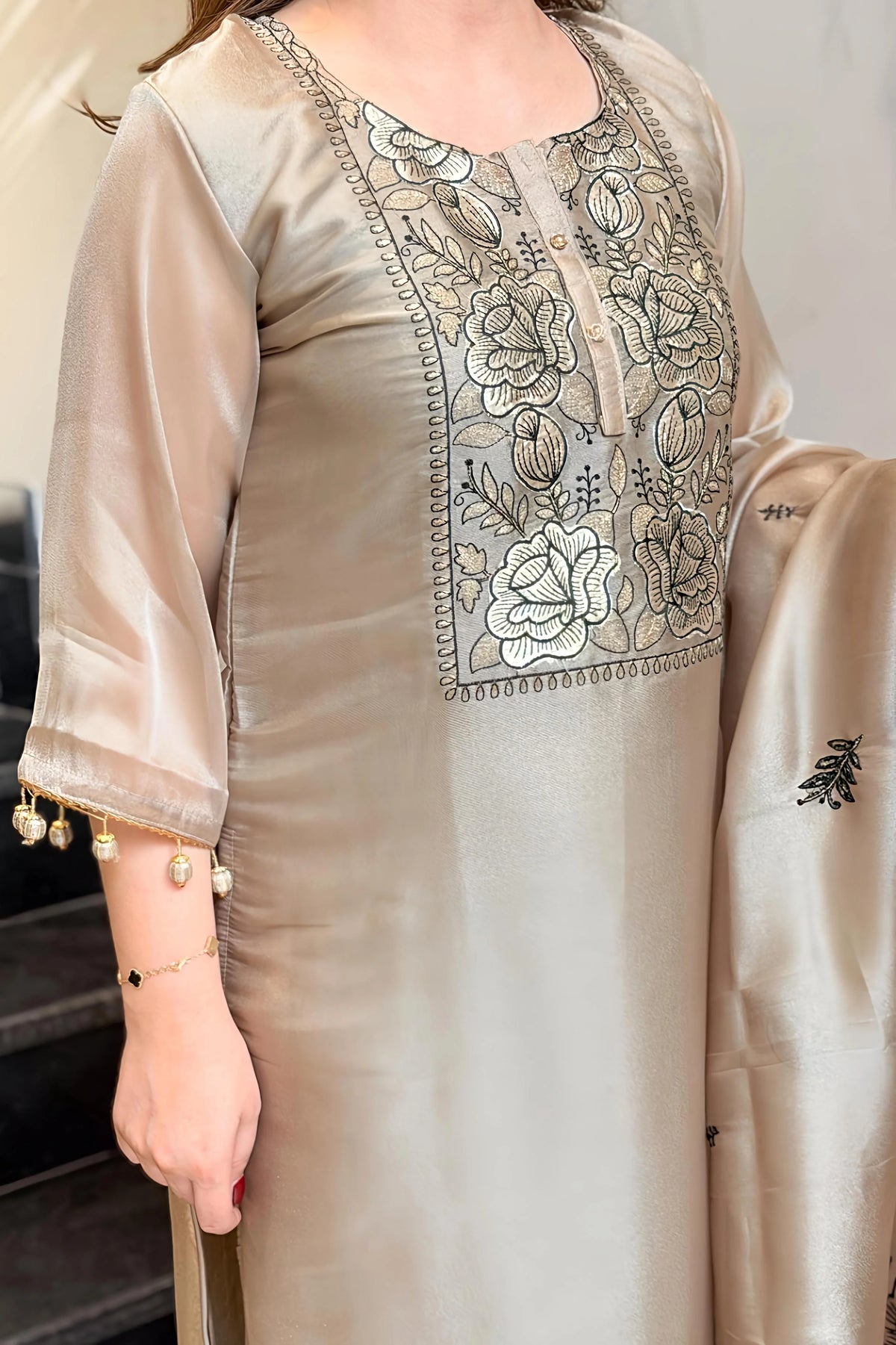 Adevira Cutwork Embroidered Suit Set