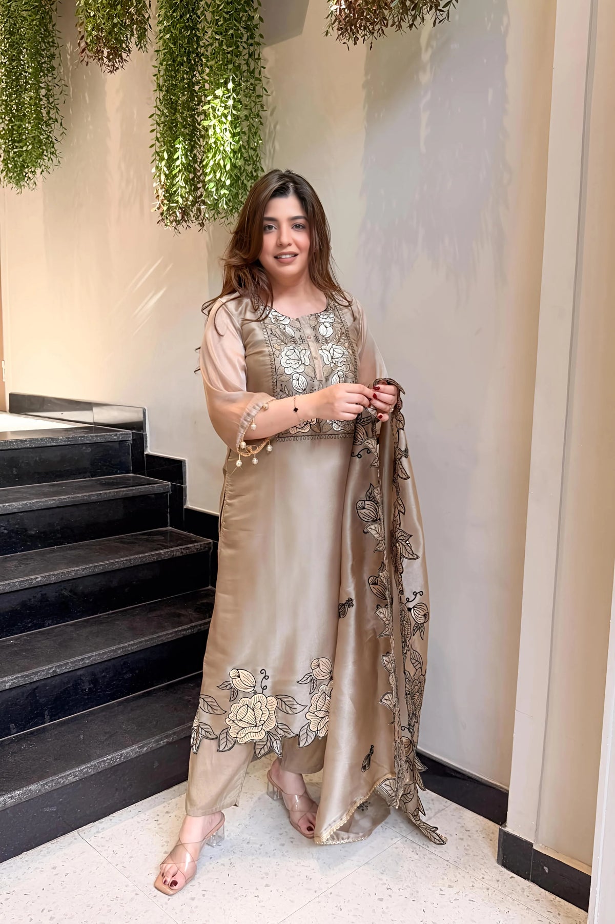 Adevira Cutwork Embroidered Suit Set