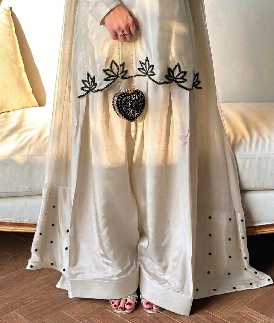 Heavy georgette silk dupatta with embroidery and moti embellishment