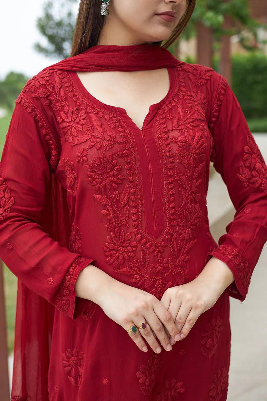 DESIGNER WEAR EXCLUSIVE GEORGETTE CHIKANKARI