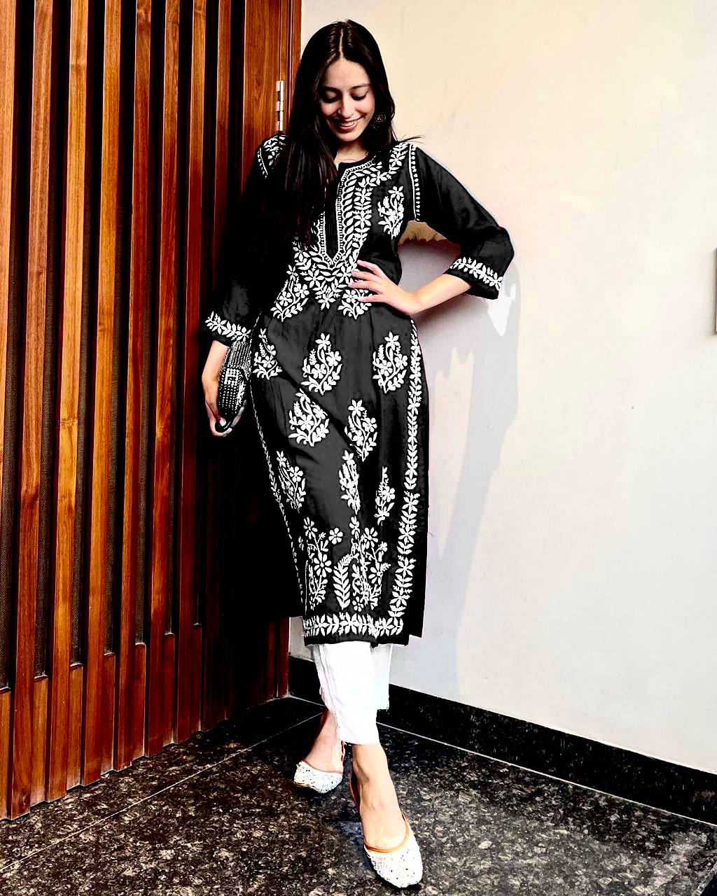 Adevira Black Chikankari Kurta Set