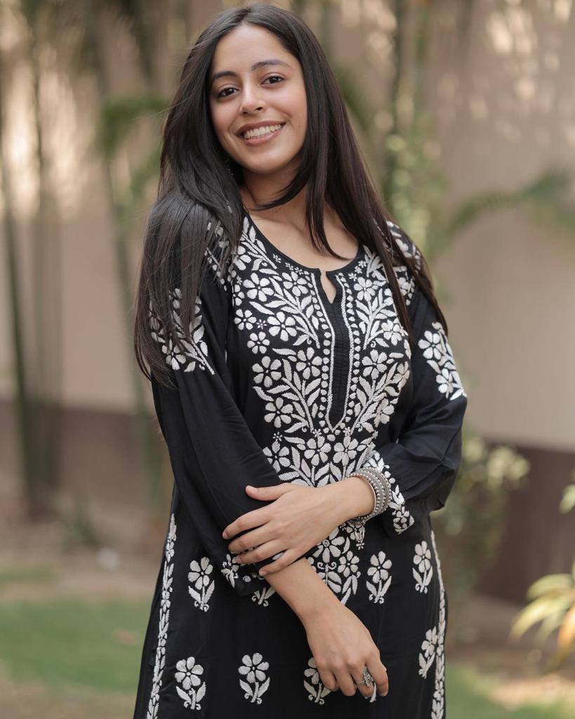 Adevira Black Chikankari Kurta Set