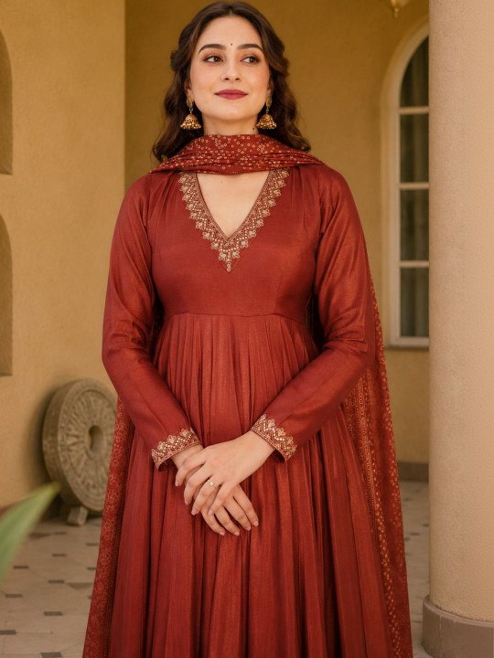 Women Ethnic Motifs Embroidered Work Kurta with Palazzos & With Dupatta