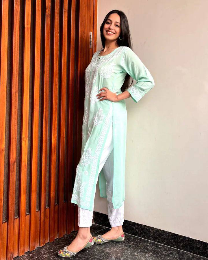 Adevira Pista Chikankari Kurta Set