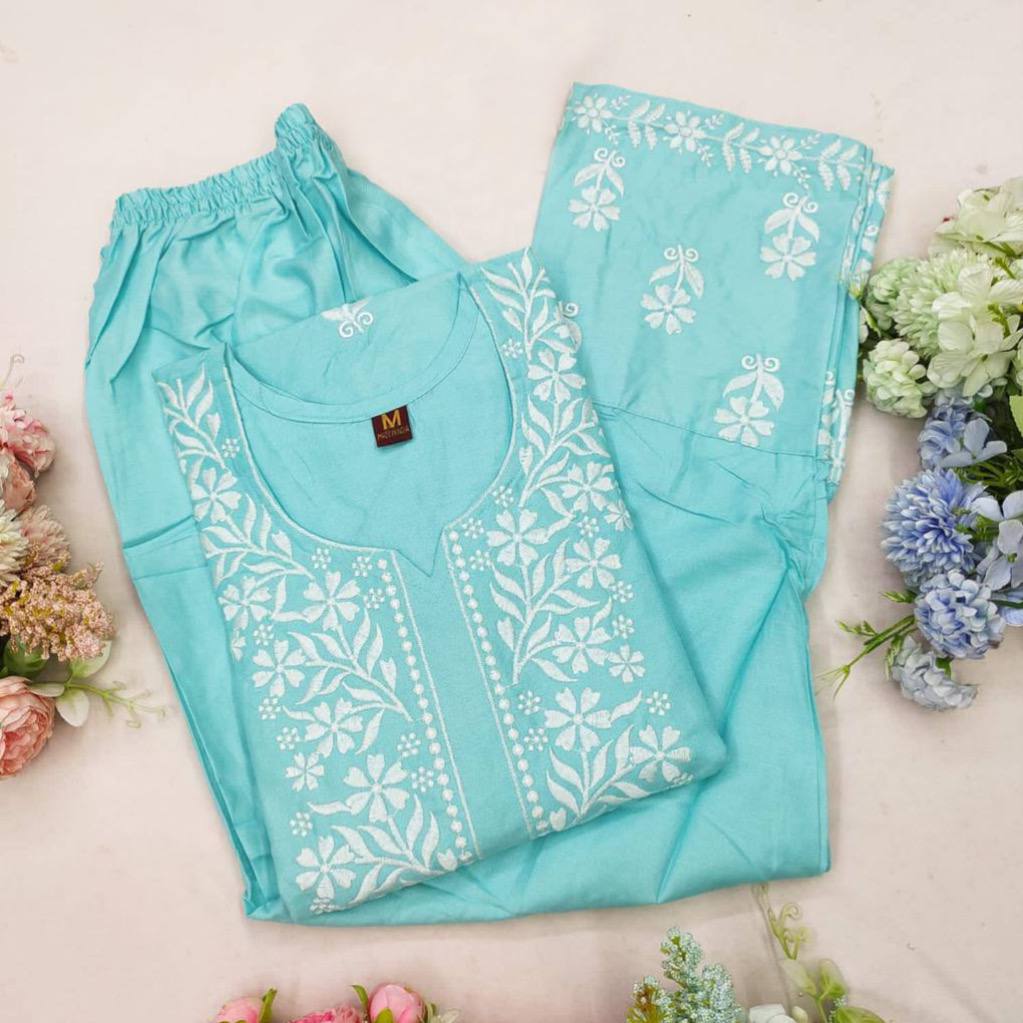 Adevira Blue Chikankari Kurta Set