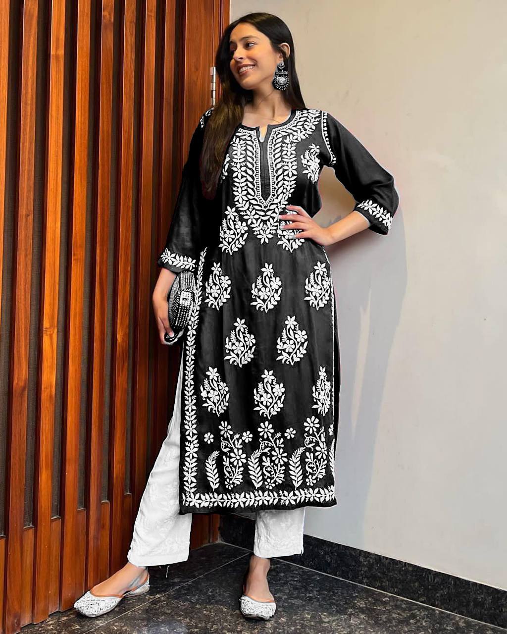 Adevira Black Chikankari Kurta Set