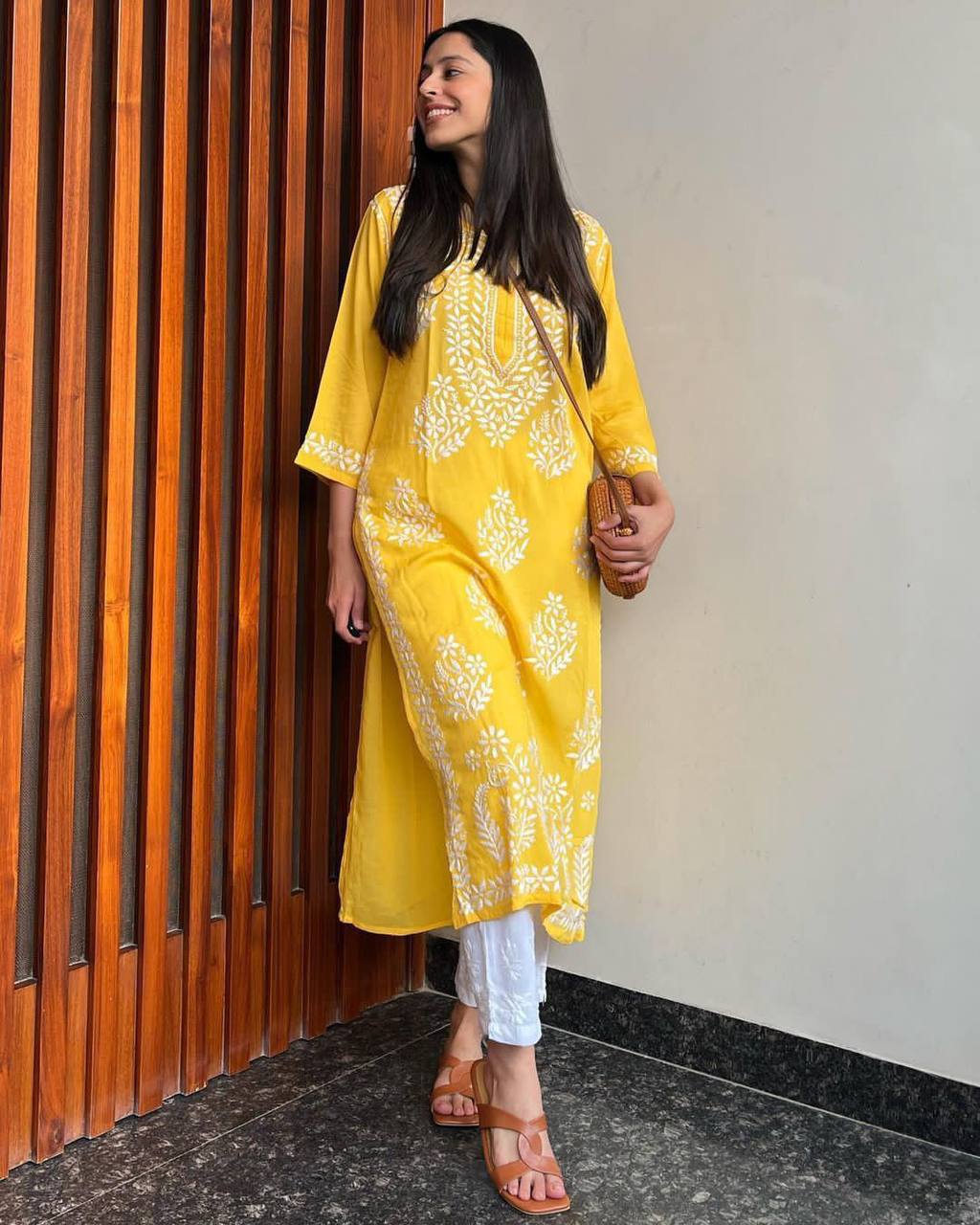 Adevira Yellow Chikankari Kurta Set