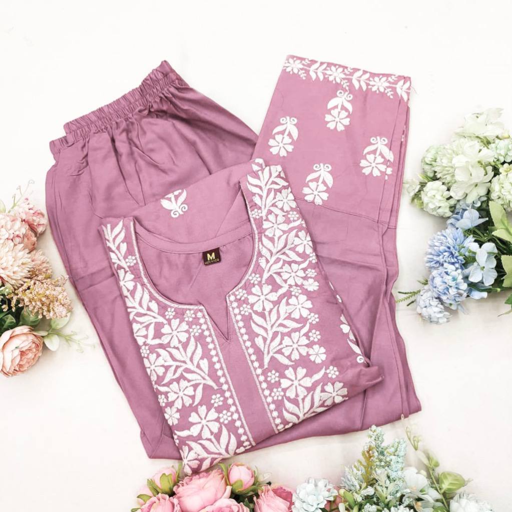 Adevira Purple Chikankari Kurta Set