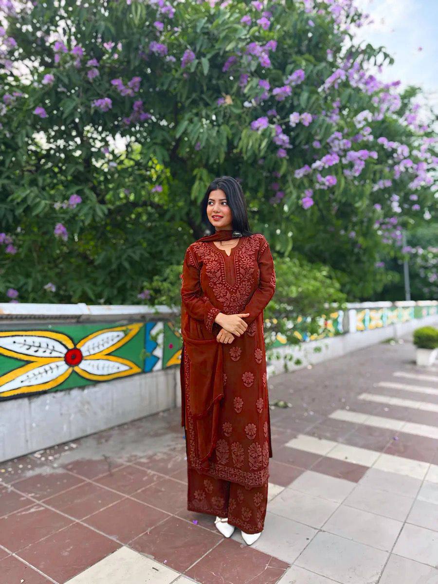 DESIGNER WEAR EXCLUSIVE GEORGETTE CHIKANKARI