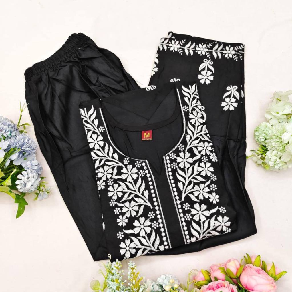 Adevira Black Chikankari Kurta Set