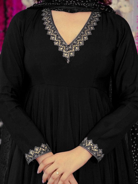 Women Ethnic Motifs Embroidered Empire Kurta with Palazzos & With Dupatta