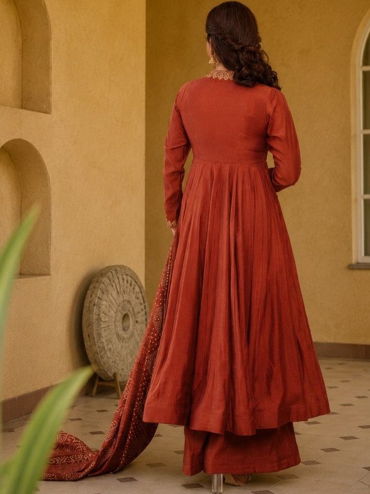 Women Ethnic Motifs Embroidered Work Kurta with Palazzos & With Dupatta