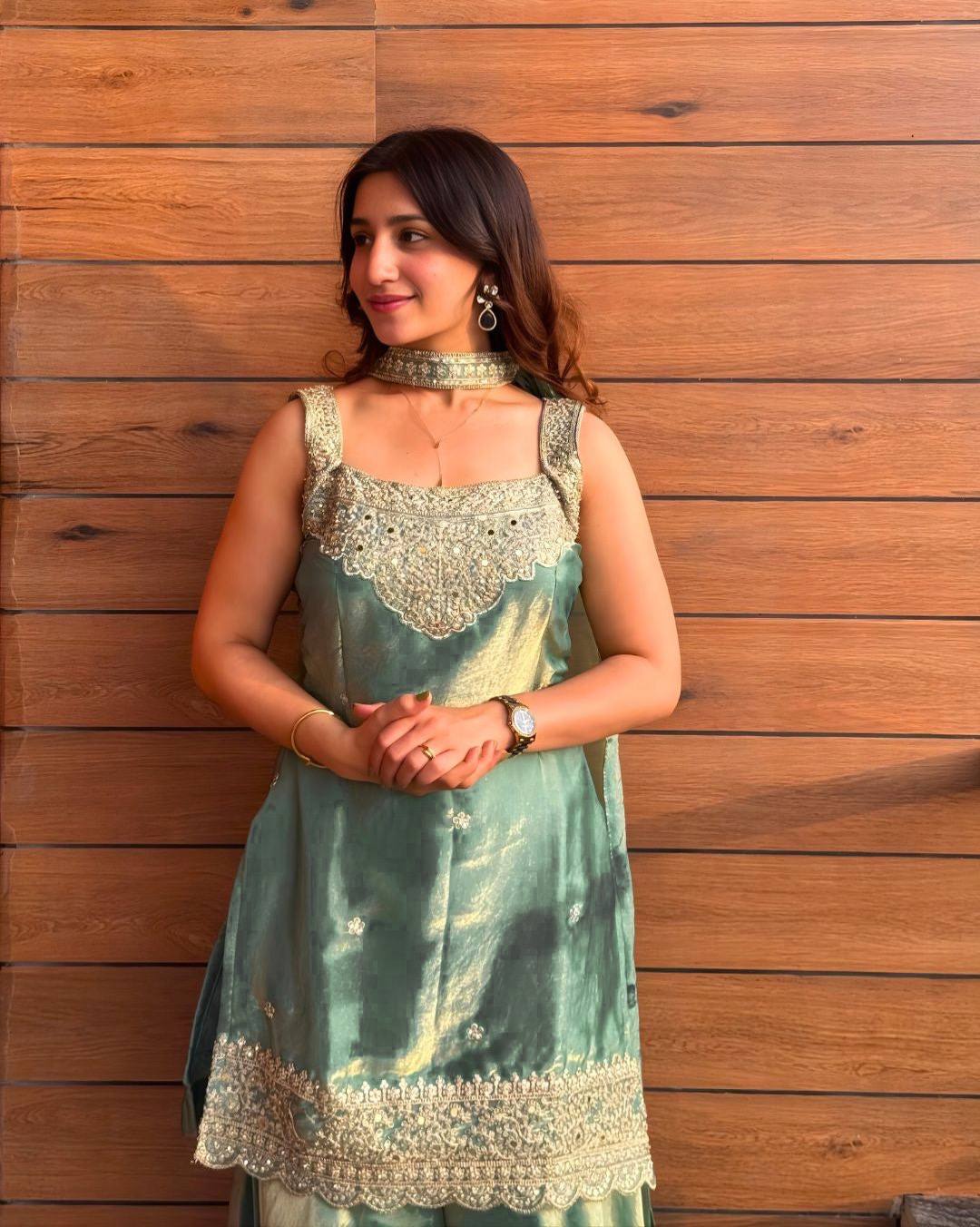 Women Embroidered Straight Kurta Suit Set