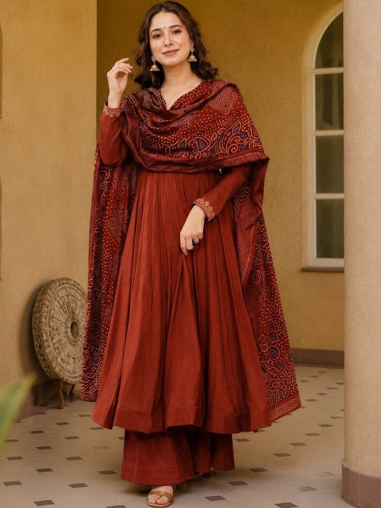 Women Ethnic Motifs Embroidered Work Kurta with Palazzos & With Dupatta