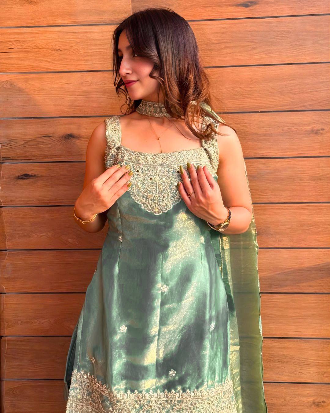 Women Embroidered Straight Kurta Suit Set