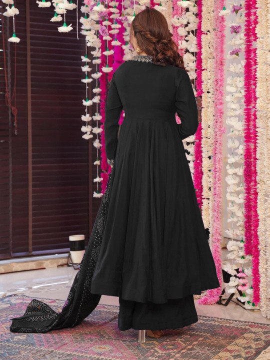Women Ethnic Motifs Embroidered Empire Kurta with Palazzos & With Dupatta