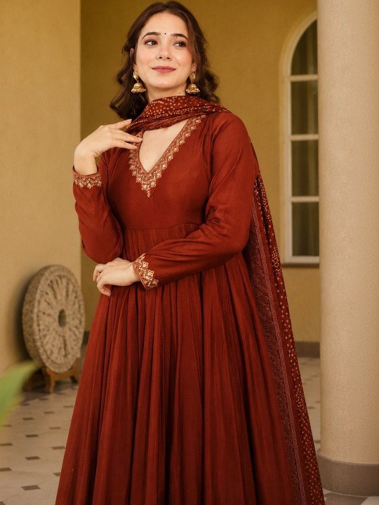 Women Ethnic Motifs Embroidered Work Kurta with Palazzos & With Dupatta