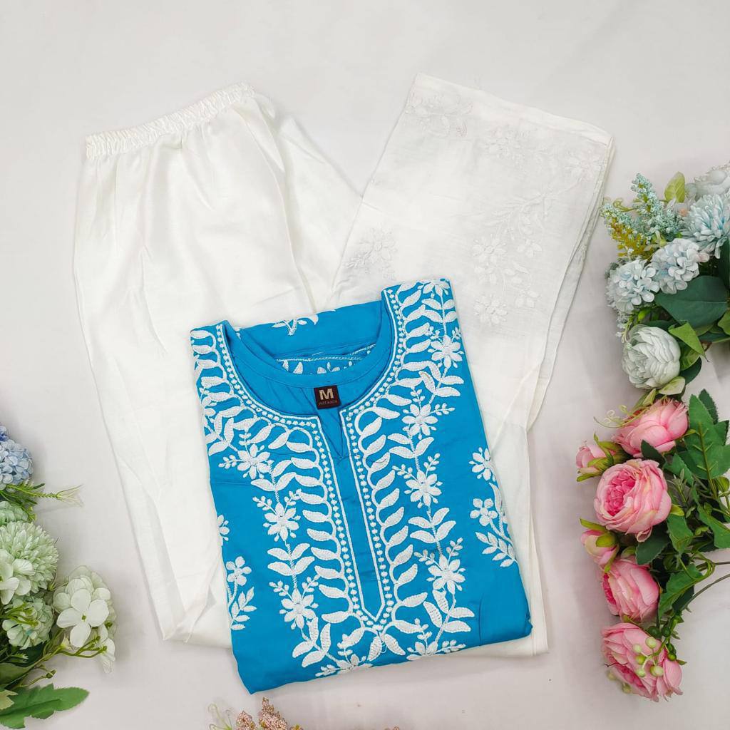 Adevira Sky Chikankari Kurta Set